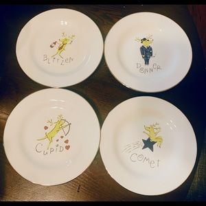 Pottery Barn Christmas reindeer plates